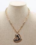 Gold Chain with Gold and Silver Heart Charm 16"-18" Necklace