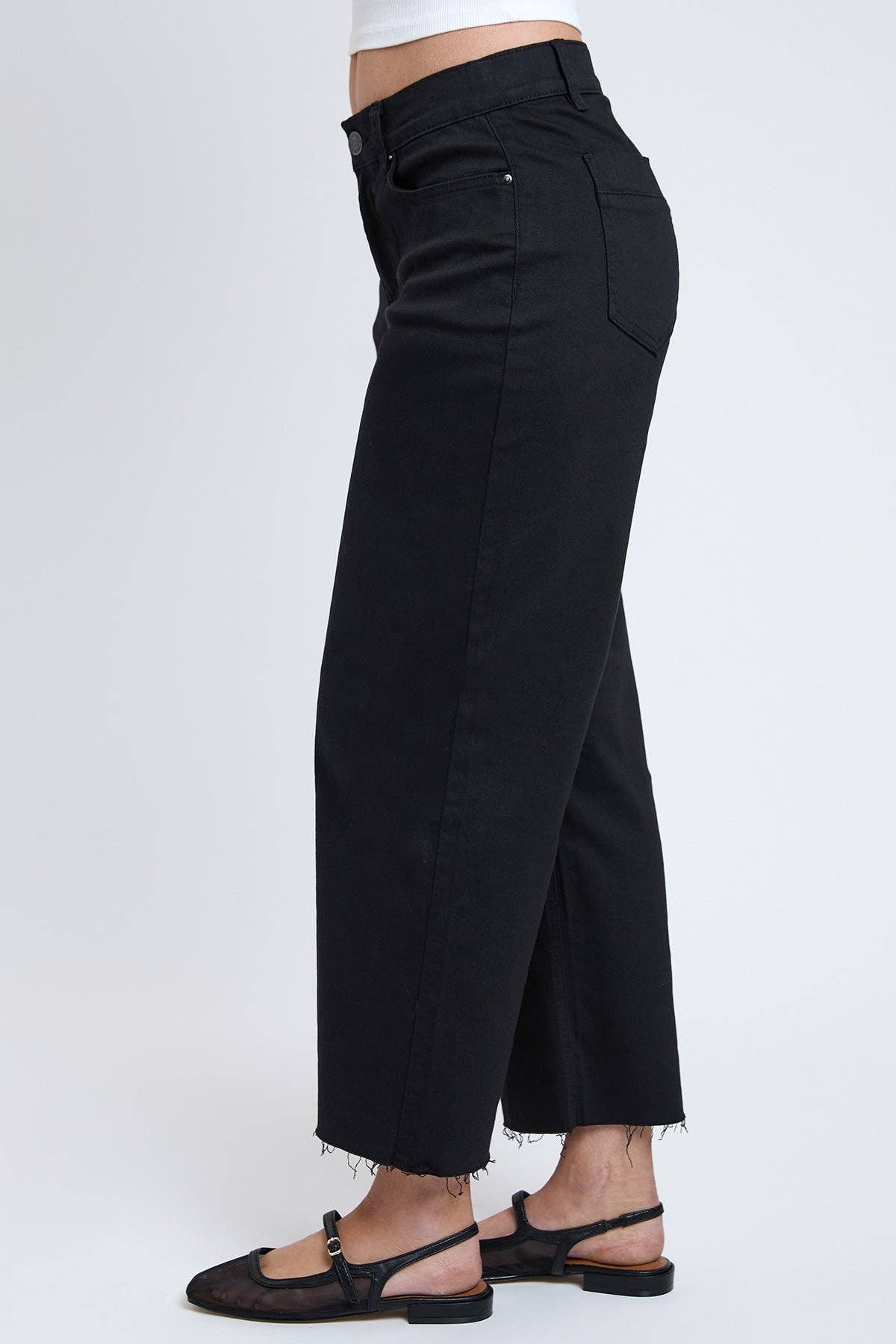 Cropped High-Rise Wide Leg Trouser Pants