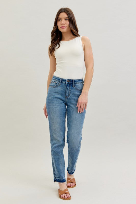 Judy Blue Mid Rise Mr Rigid Release Hem Jeans