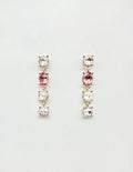 Pink 4 Drop Crystal 1.5" Stud Earrings