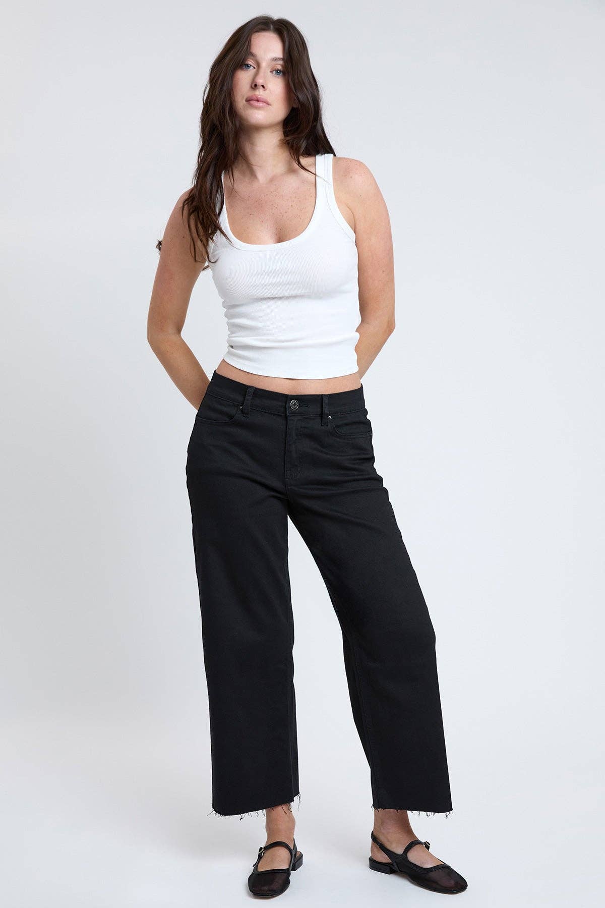 Cropped High-Rise Wide Leg Trouser Pants