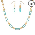 Gold and Teal Color Coated Chain 16"-18" Necklace