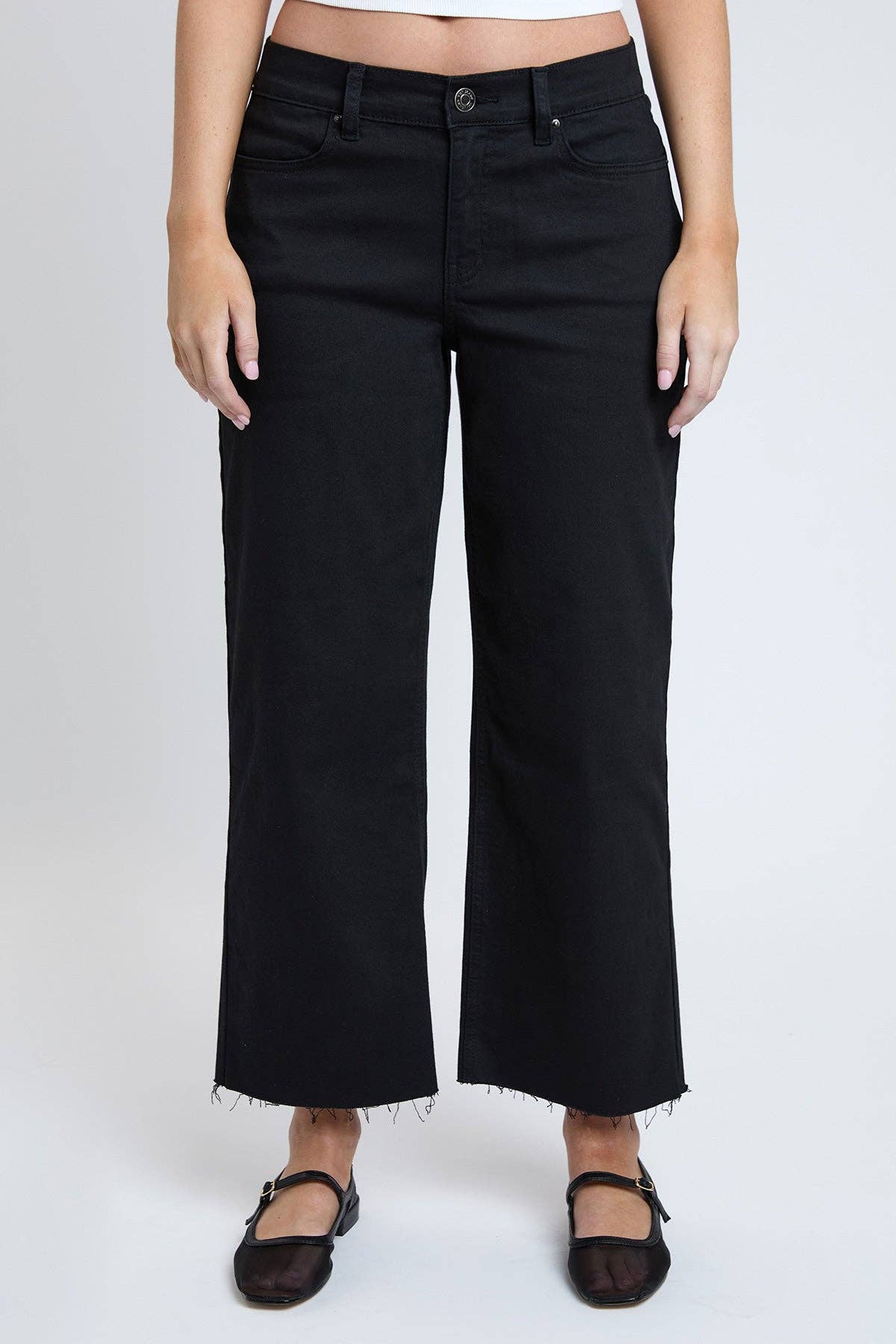 Cropped High-Rise Wide Leg Trouser Pants