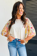 Yellow Top with Floral Sleeves