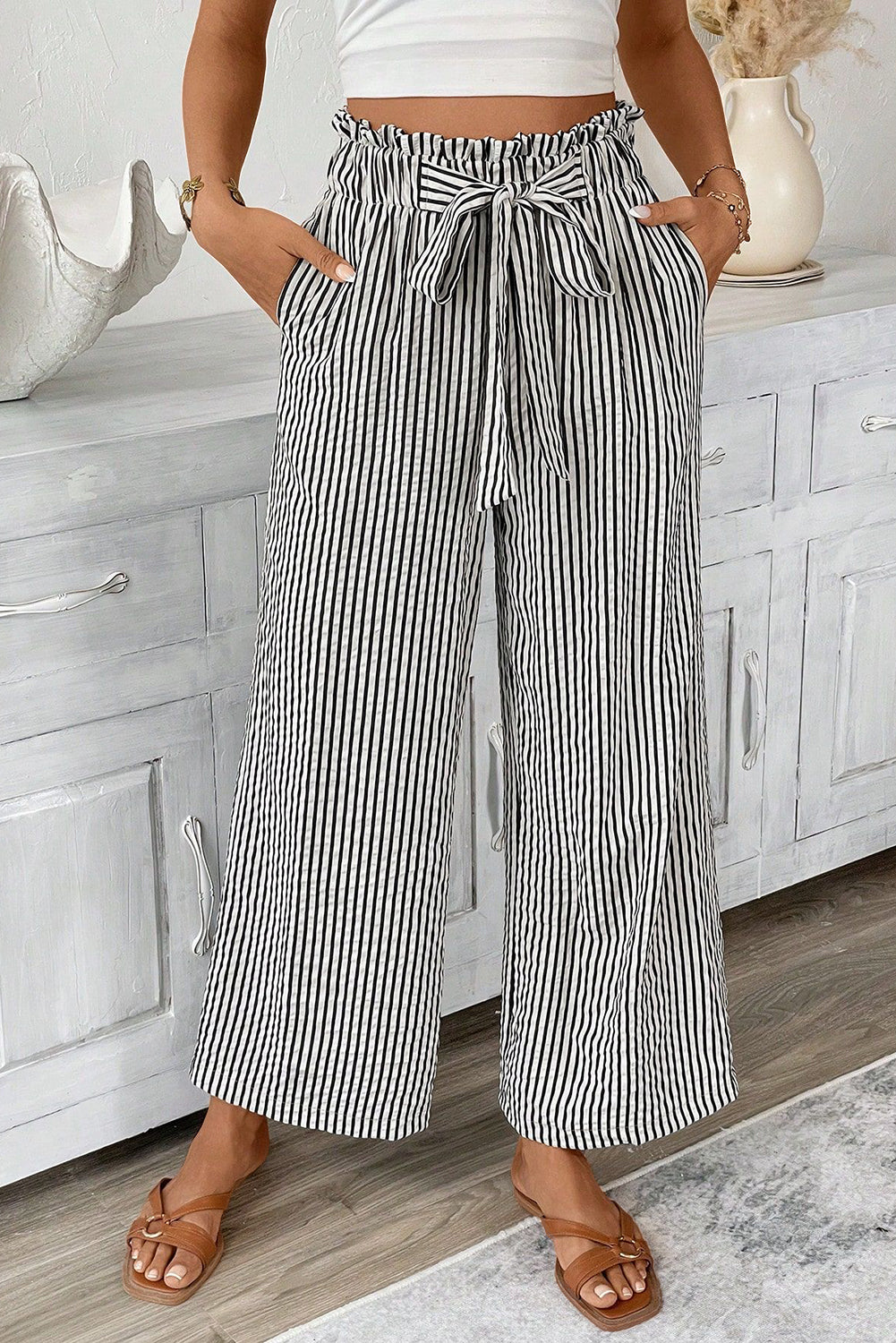 Black Stripe Casual Pants