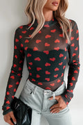 Black Mesh Top with Red Hearts