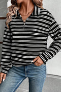 Black Stripe 1/4 zip Top