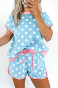 Sky Blue Polka Dot Short Set