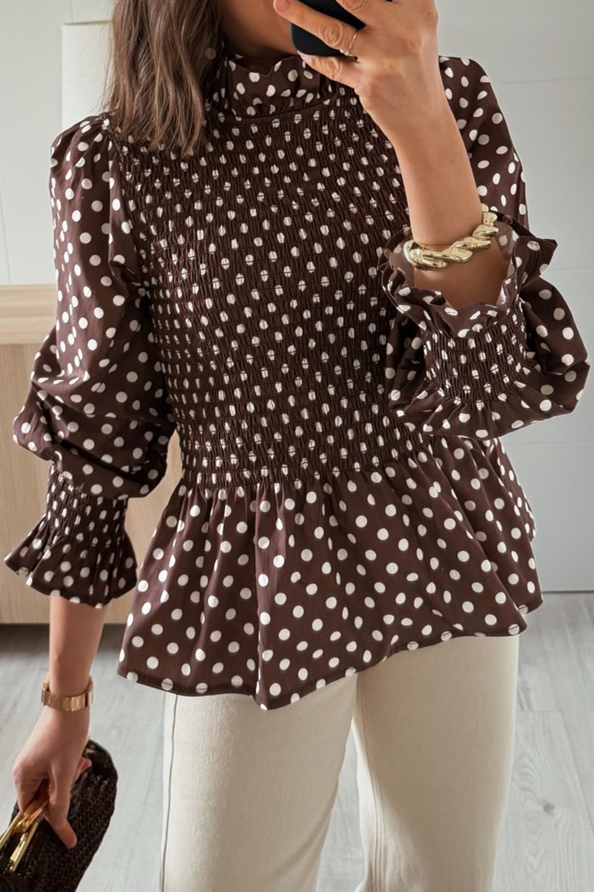 Brown Ruffle Top