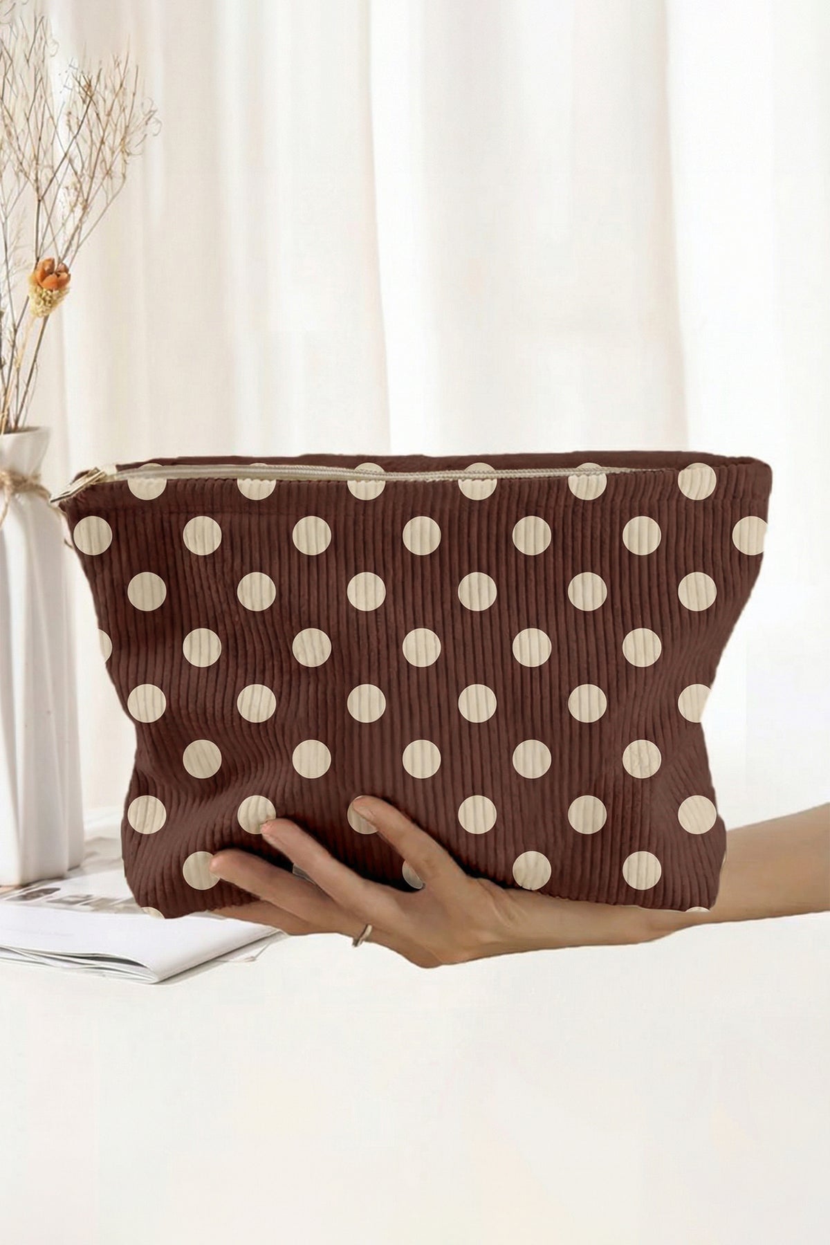 Brown & White Makeup Bag