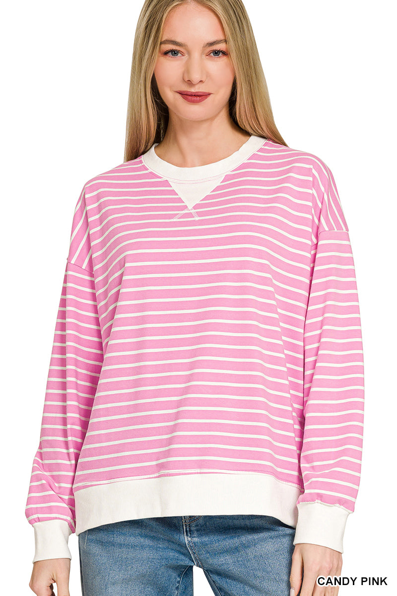 Pink & White Stripe LS Top