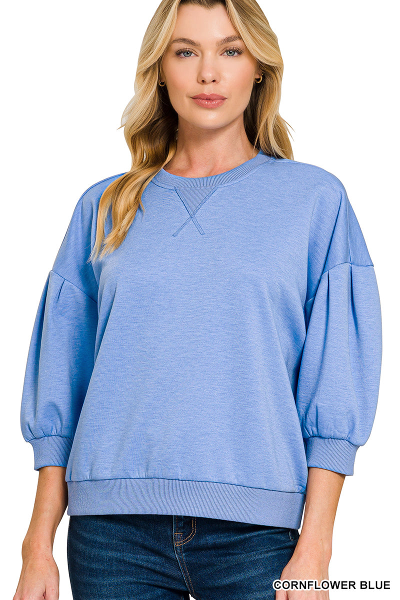 Blue Scuba Dolman Sleeve Top