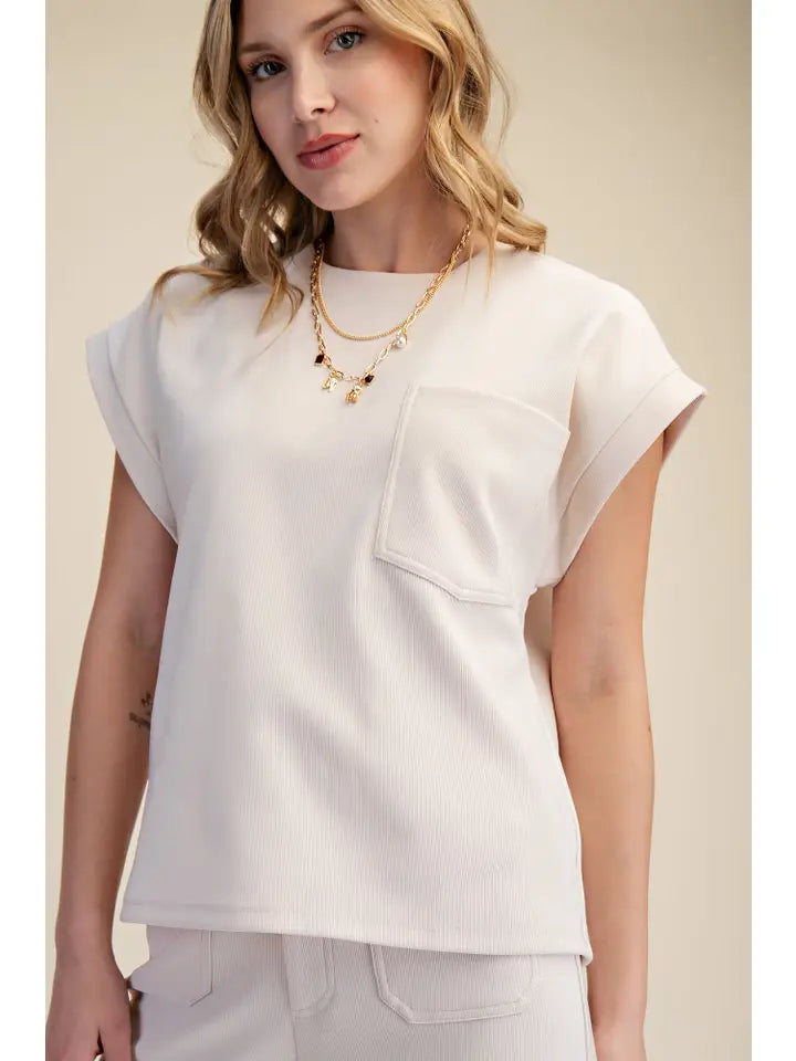 Cream Cap Sleeve Top