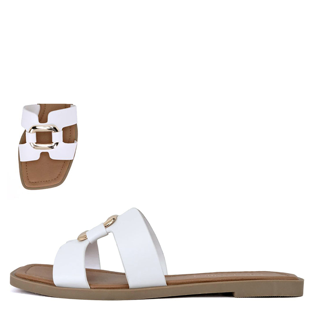 White Sandal with Buckle