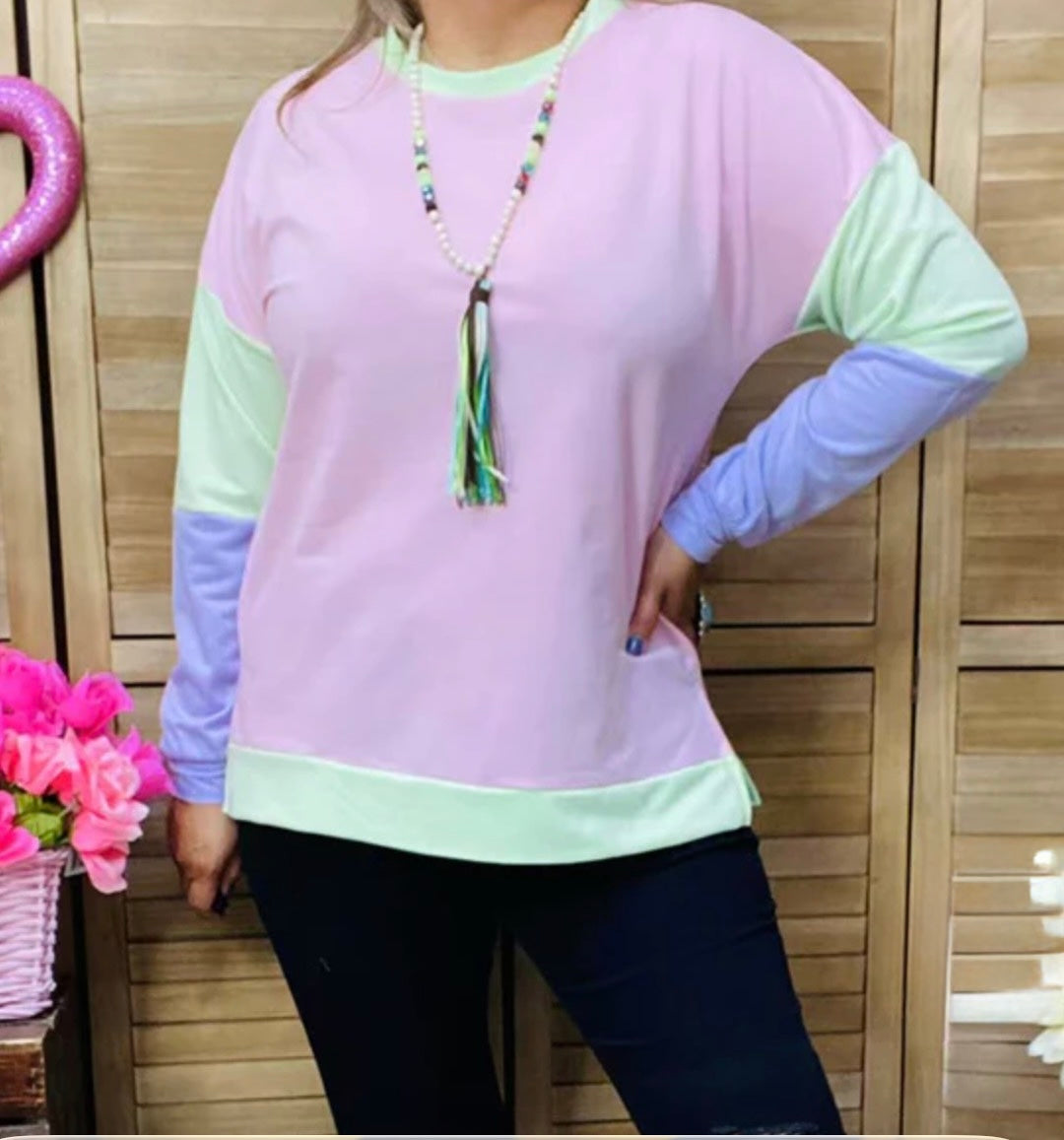 Pastel Block LS Top