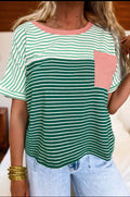 Green Color Block Top