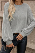 Gray Ribbed Knit Top