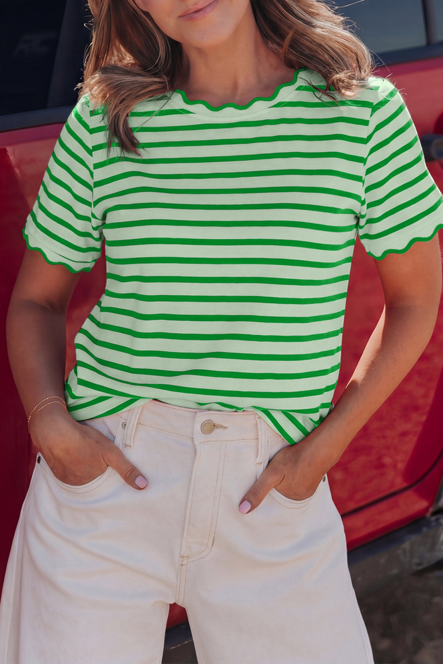 Green Scalloped Top