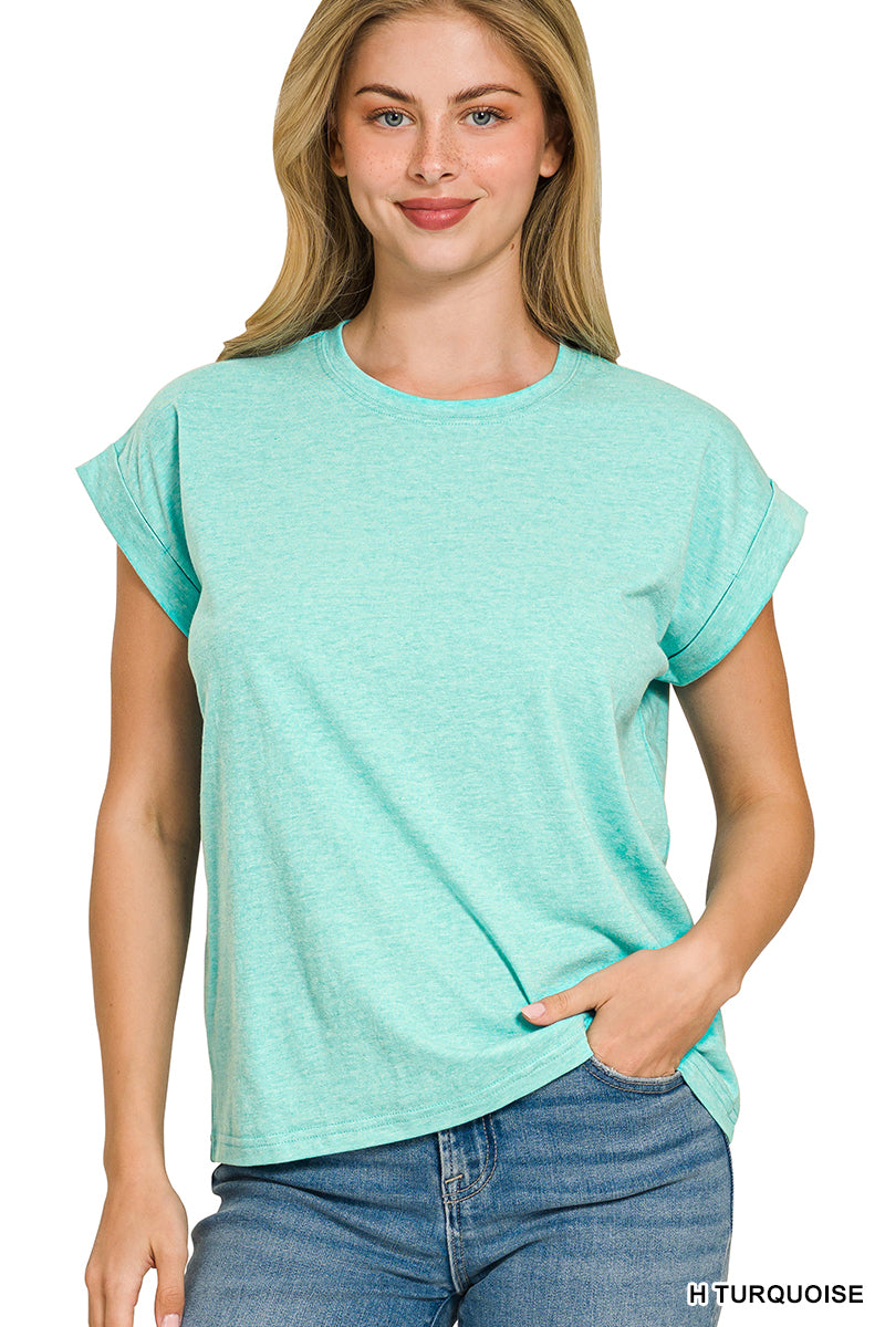 Zenana Heathered Turquoise Tee