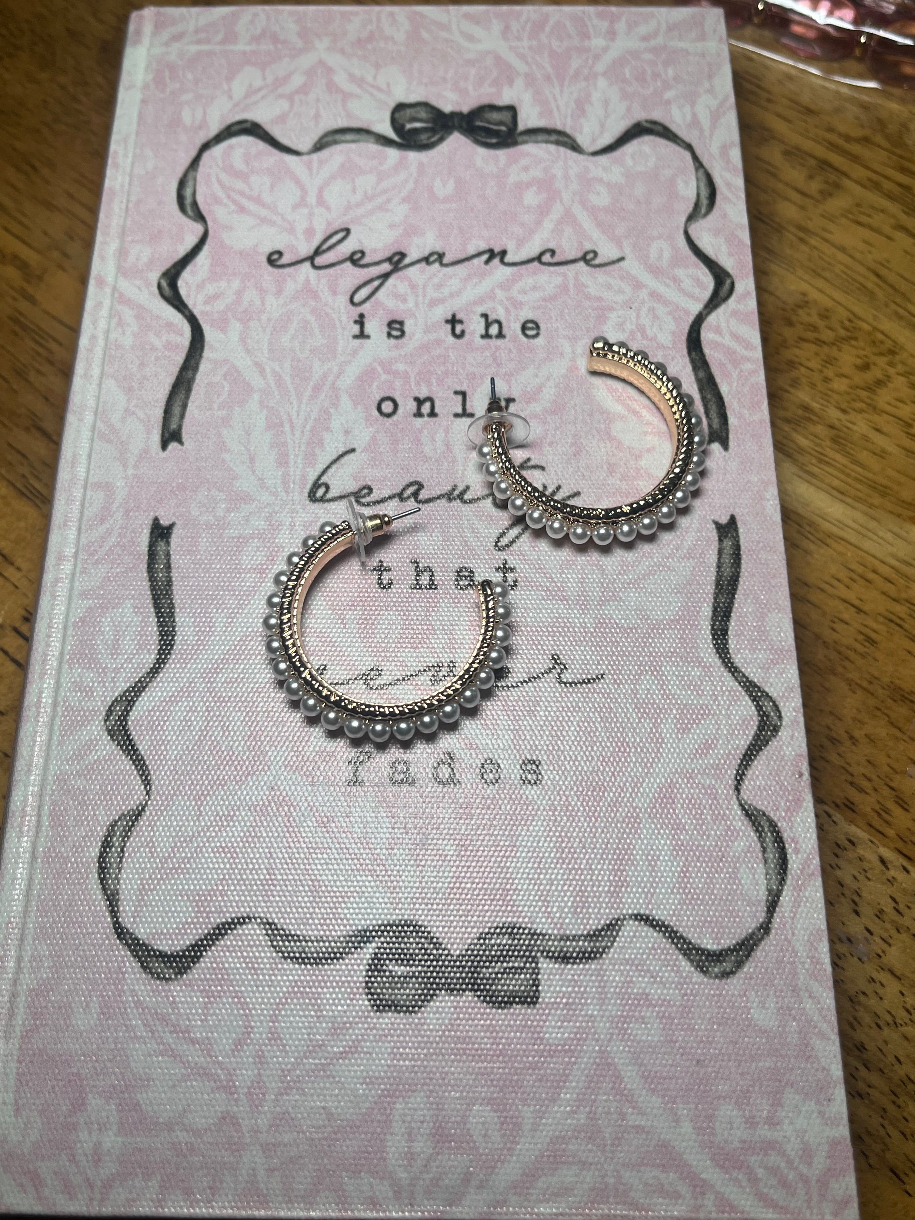 Gold Textured 1" Hoop with Pearl Accents