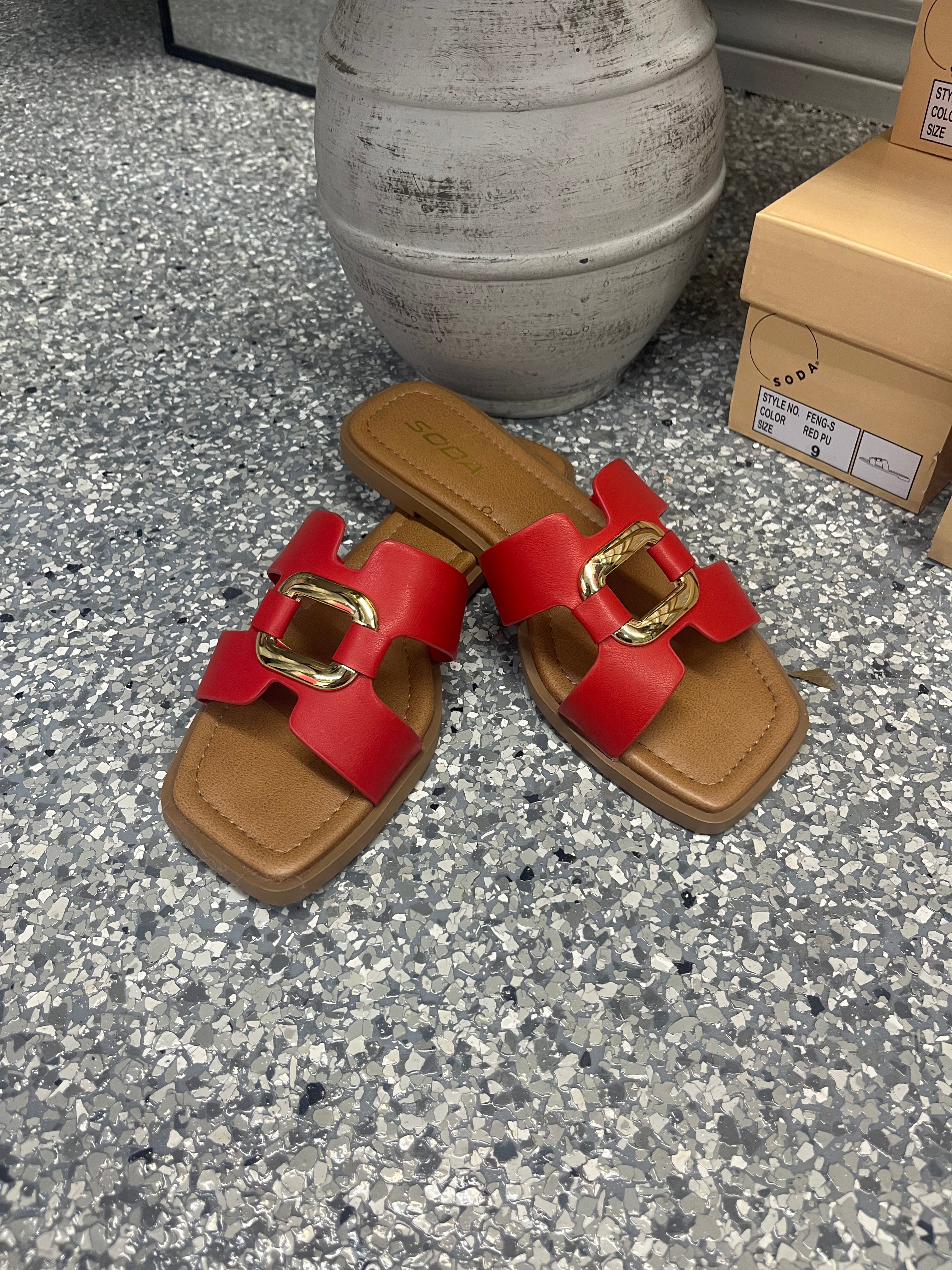 Red Sandal with Buckle