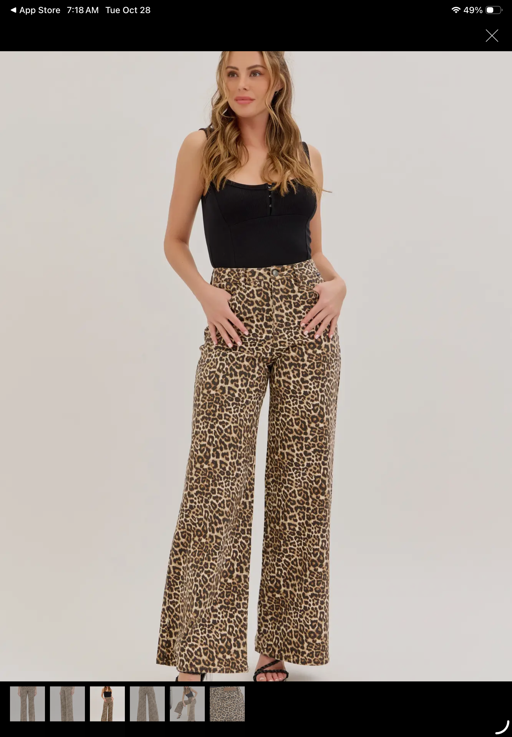 Cello Leopard Print Wide Leg Jeans