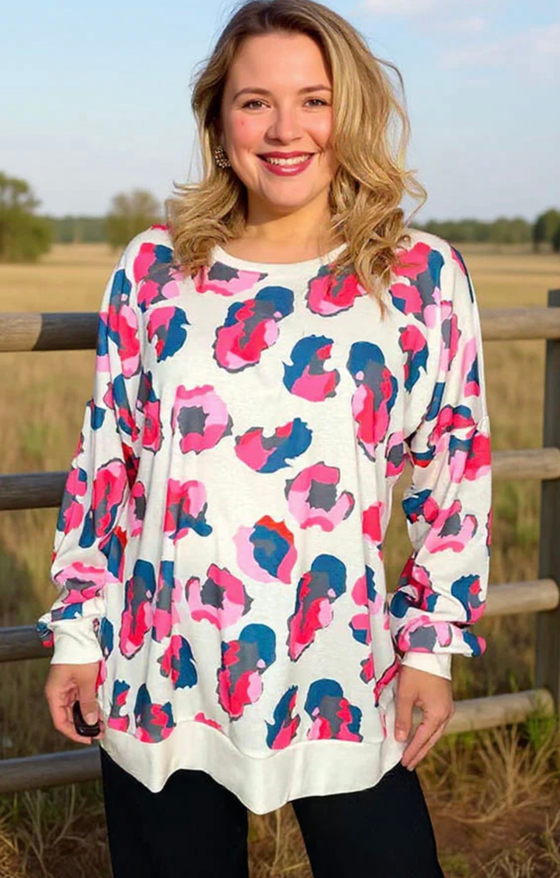 Multi Leo Print Top