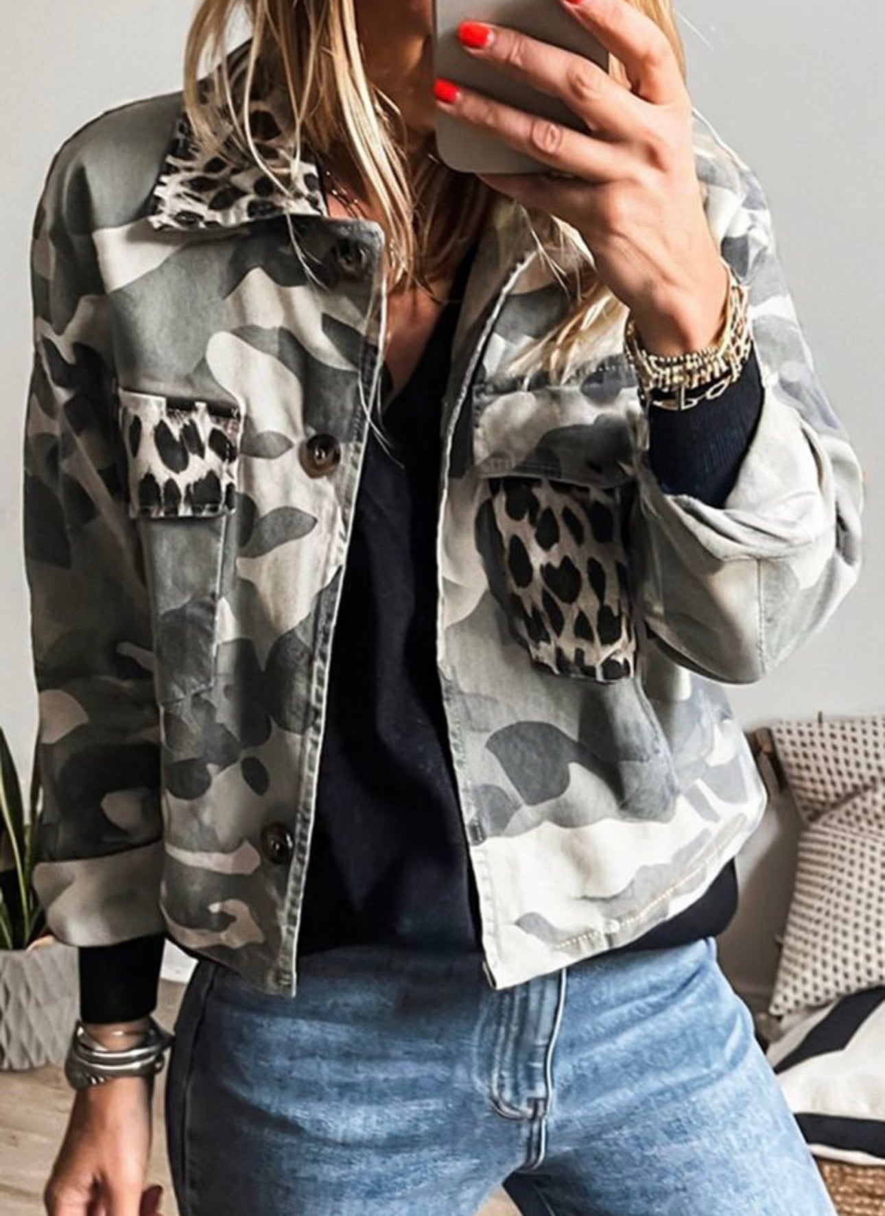 Green Camo Leopard Jacket