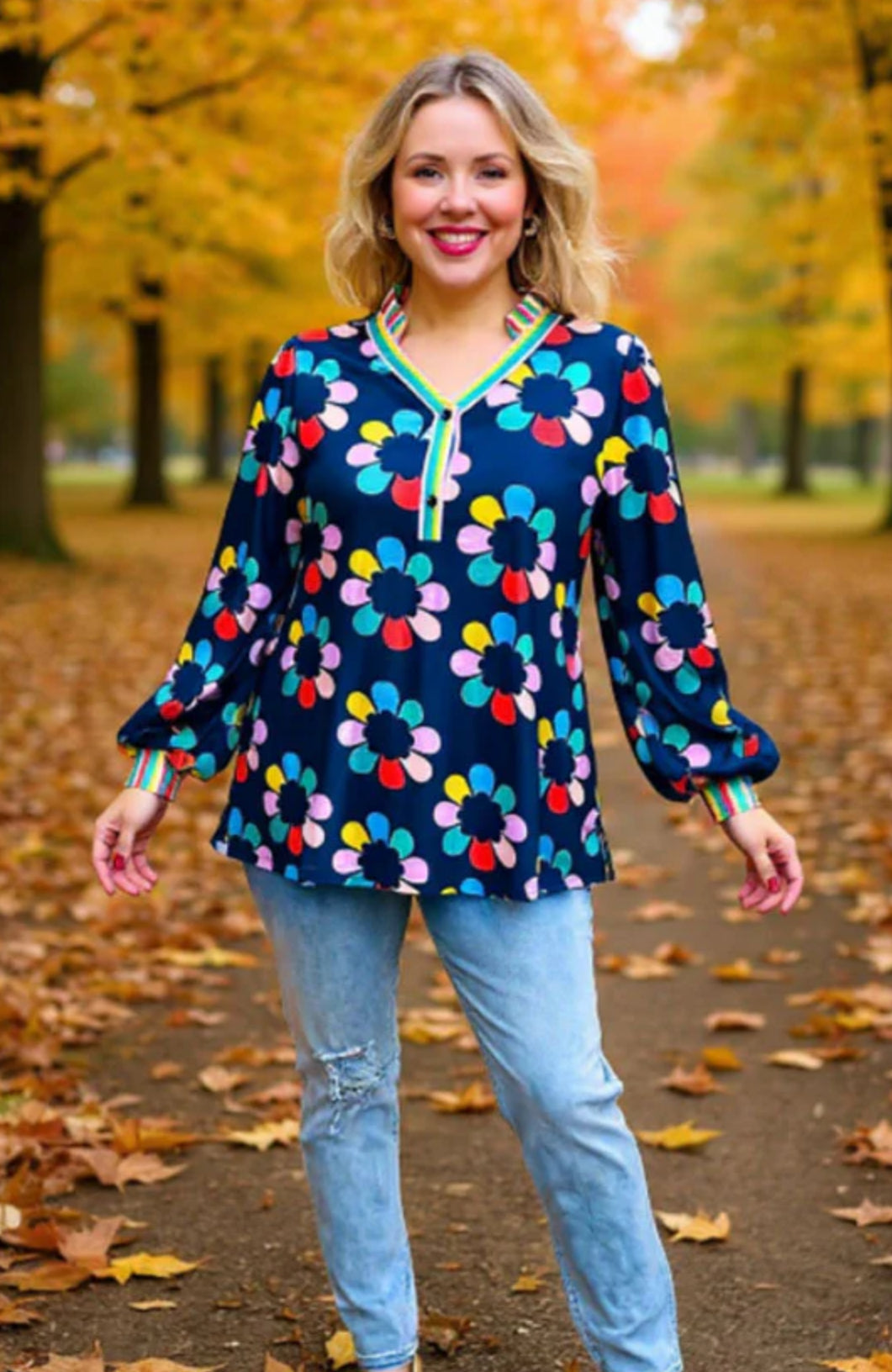 Multi color Flower Printed Top