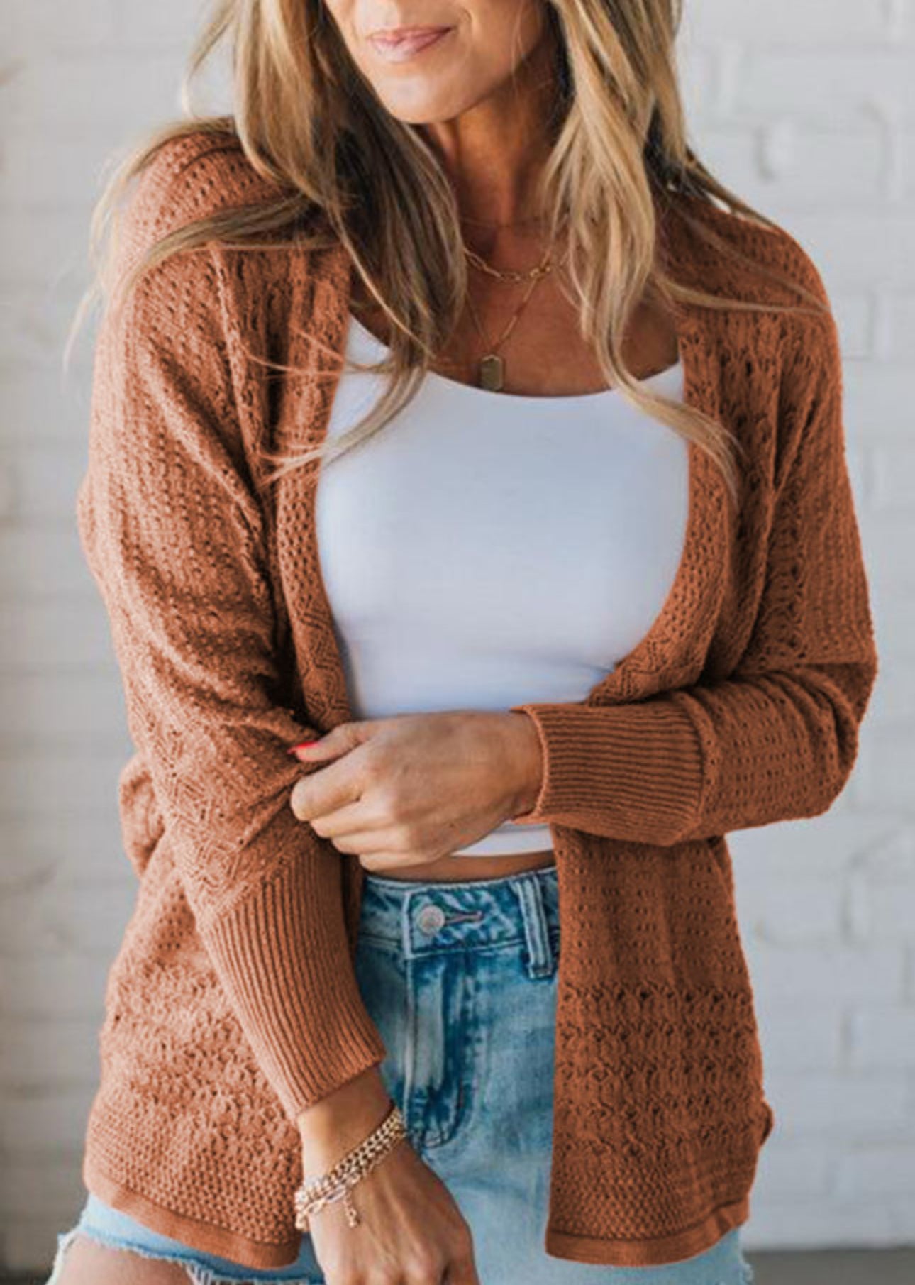 Hollowed Knit Cardigan