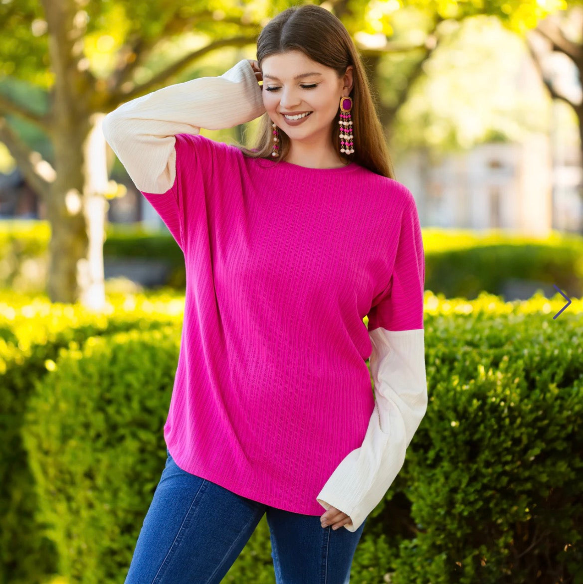 Pink Ribbed LS Top