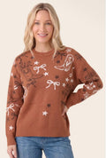 Rust Western Print Sweater