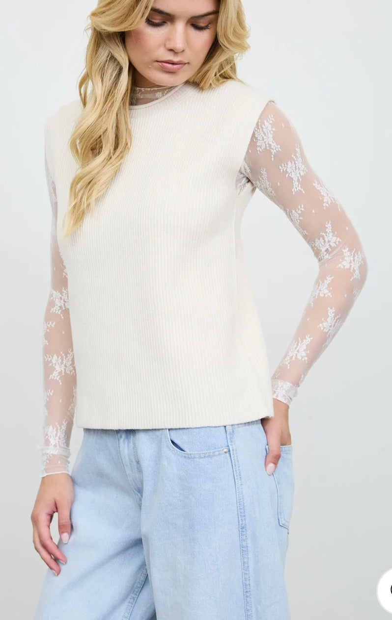 Mock Neck Dolman Sleeve Sweater/Vest