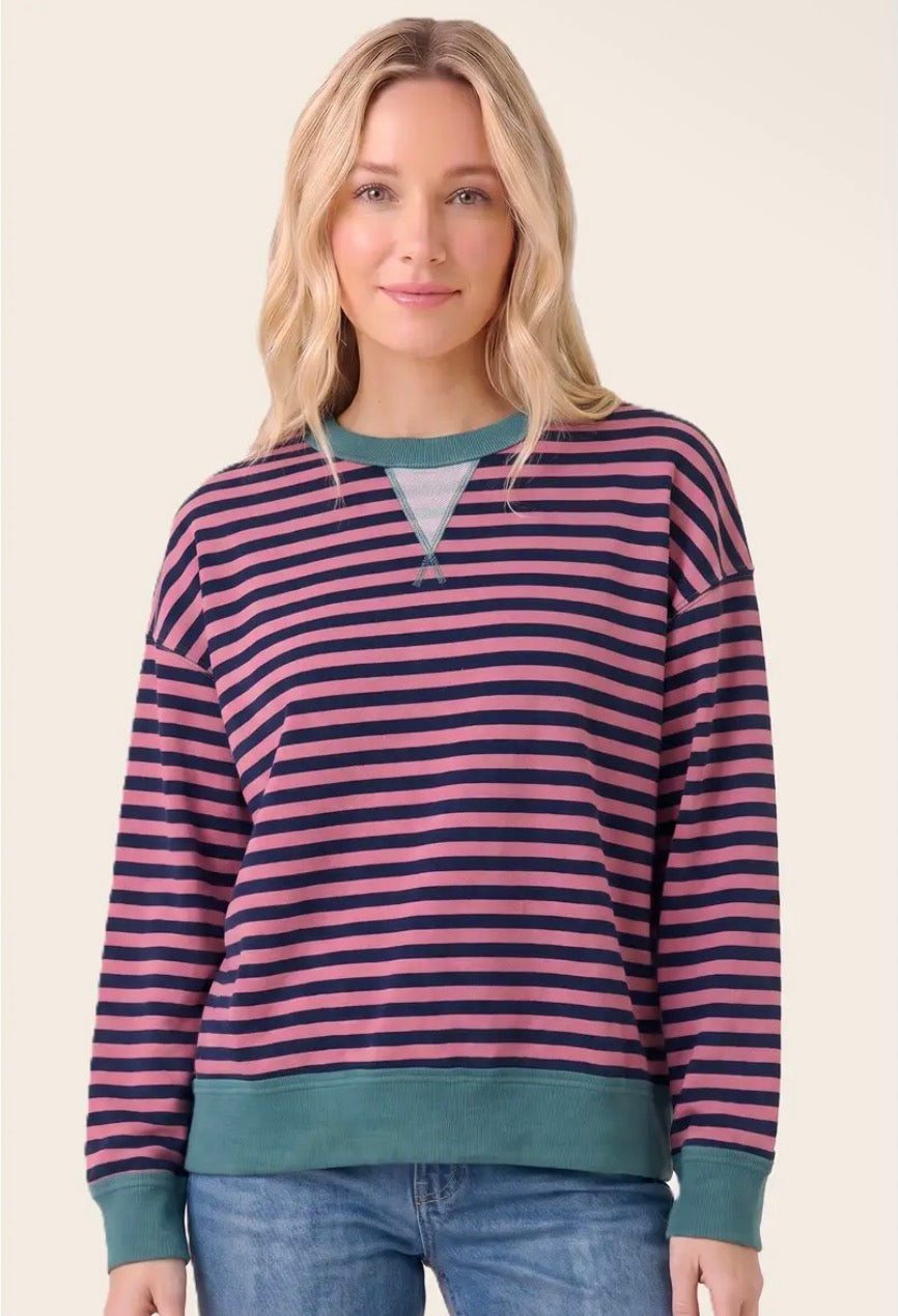 Fuchisa and Green LS Sweatshirt