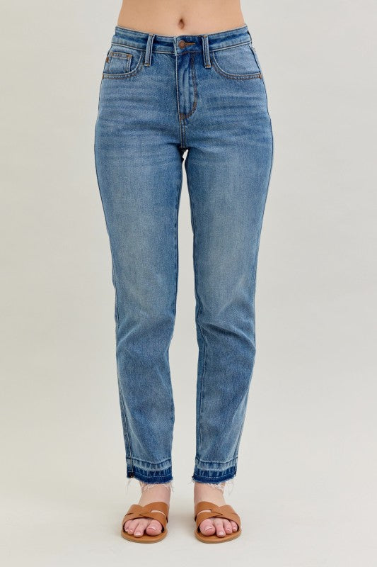 Judy Blue Mid Rise Mr Rigid Release Hem Jeans