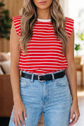 Red & White Sleeveless Top