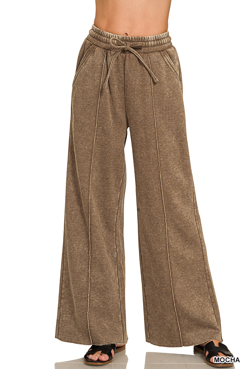 Mocha Acid Wash Pants