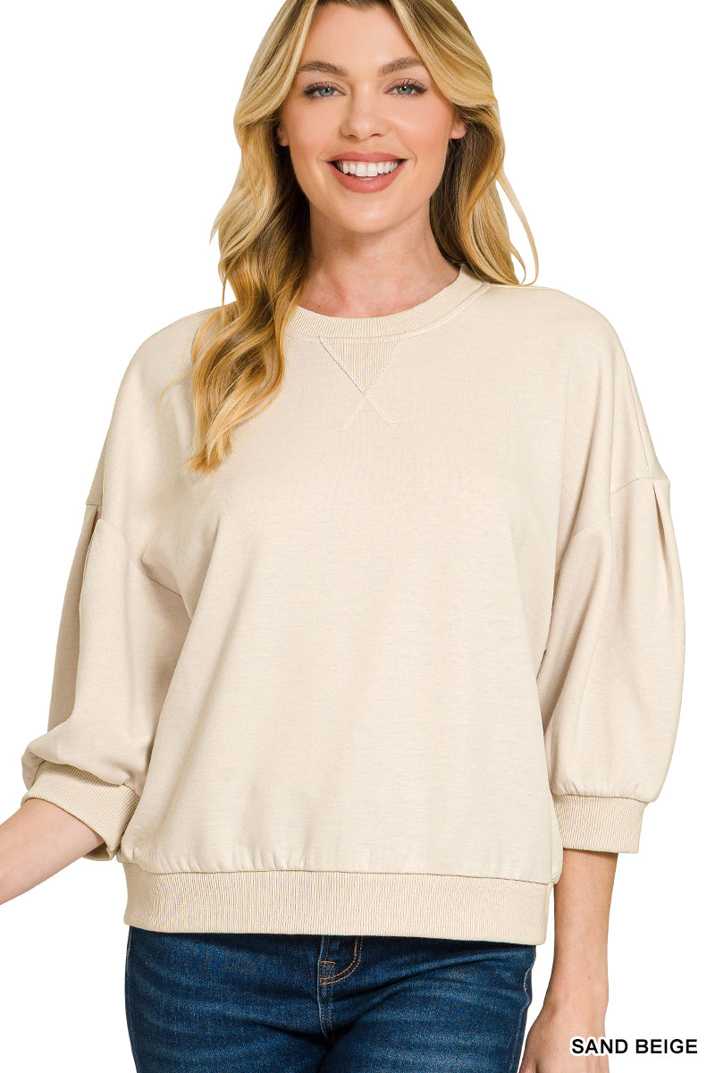 Sand Beige Scuba Dolman Sleeve Top