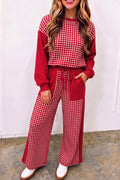 Red Colorblock Pant Set