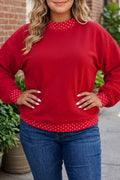 Red Polka Dot Plus Size Sweatshirt