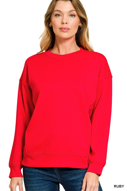 Red Scuba Round Neck Sweatshirt