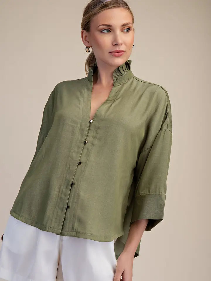 The Sage Ruffle Flutter Top