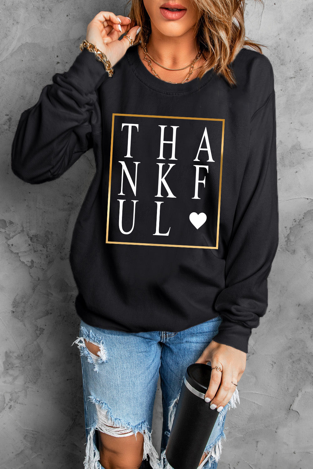 Black Thankful L/S Sweatshirt