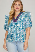 Blue Paisley Top