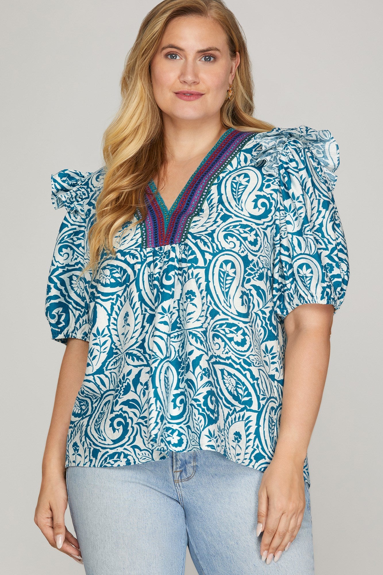 Blue Paisley Top
