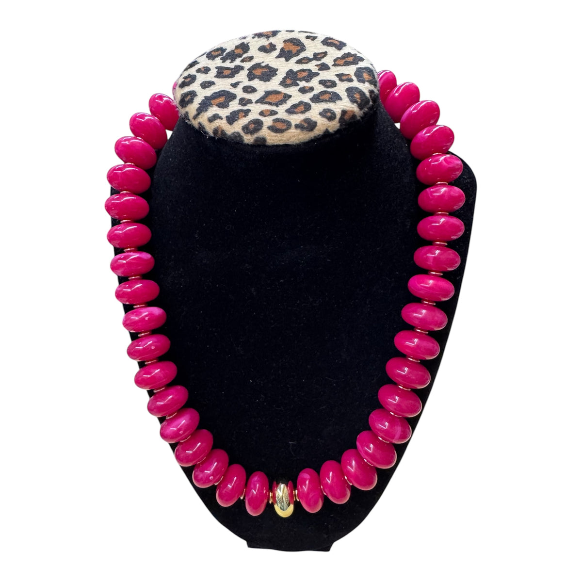 Dark Pink Beaded Necklace