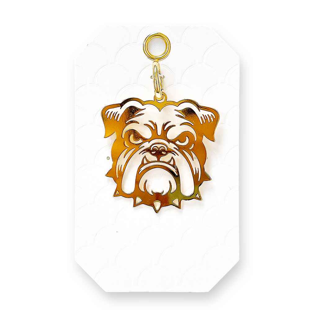 Game day Gold Metal Large 2" Bulldog Charm, Add to any Necklace, Purse, Keychain