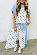 Blue Patchwork and Polka Dot Set
