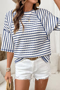 Blue Stripe Knit Top