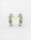 Gold Hoop with Turquoise Studded Accents 1.5" Earring